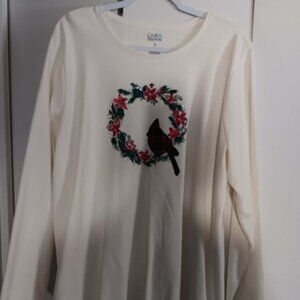Woman's Croft and Barrow Cardinal top and earrings 2X NWT